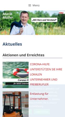 Vorschau der mobilen Webseite www.xn--mario-mller-zhb.de, Mario Müller (CDU)