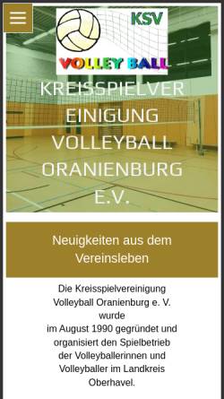 Vorschau der mobilen Webseite www.ksv-volleyball-oberhavel.de, Kreisspielvereinigung Volleyball Oranienburg e.V.