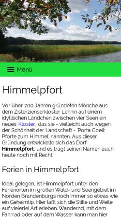 Vorschau der mobilen Webseite kloster-himmelpfort.de, Himmelpfort - Hartmut Krafft
