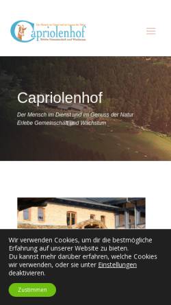 Vorschau der mobilen Webseite capriolenhof.de, Ziegenkäserei Capriolenhof - Inh. Sabine Denell und Hans-Peter Dill