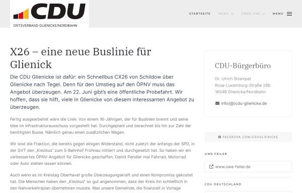 Vorschau von www.cdu-glienicke.de, CDU Ortsverband Glienicke / Nordbahn