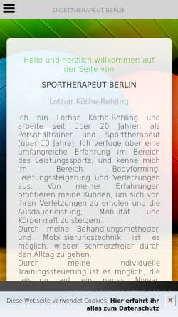 Vorschau der mobilen Webseite www.fitness-sport-berlin.de, Sporttherapie Lothar Köthe - Rehling