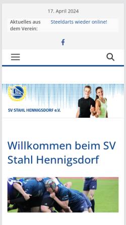 Vorschau der mobilen Webseite www.stahl-hennigsdorf.de, SV Stahl Hennigsdorf e.V.