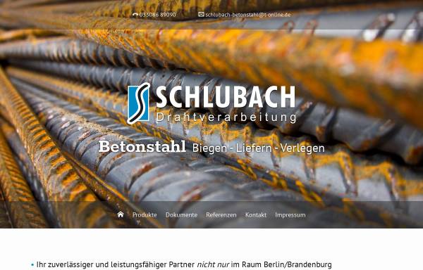 Vorschau von www.schlubach-betonstahl.de, Schlubach Betonstahl - H. Schlubach Drahtverarbeitung GmbH & Co.KG