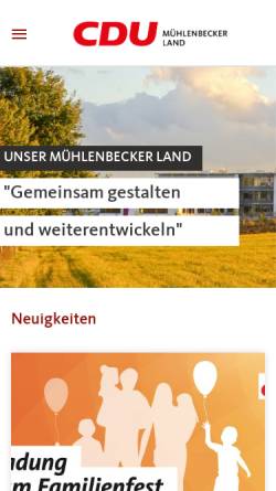 Vorschau der mobilen Webseite www.cdu-mbl.de, CDU-Gemeindeverband Mühlenbecker Land