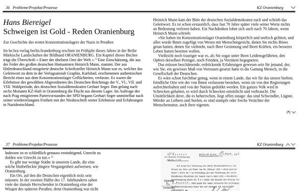 Schweigen ist Gold - Reden Oranienburg. Berlinische Monatsschrift Heft 9/2000
