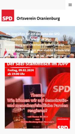 Vorschau der mobilen Webseite oranienburg-spd.de, SPD-Ortsverein Oranienburg
