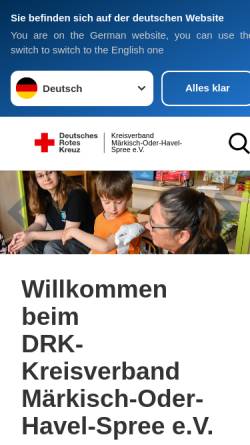 Vorschau der mobilen Webseite www.drk-mos.de, Deutsches Rotes Kreuz, Kreisverband Märkisch-Oder-Havel-Spree e.V.