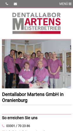 Vorschau der mobilen Webseite www.dentallabor-martens.de, Dentallabor Martens GmbH
