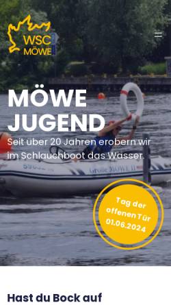 Vorschau der mobilen Webseite www.xn--mwejugend-07a.de, Wassersportclub Möwe Oranienburg e.V.