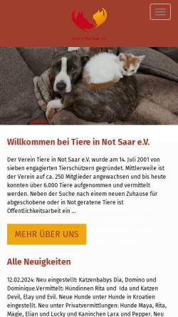 Vorschau der mobilen Webseite tiere-in-not-saar.de, Tiere in Not Saar e.V.
