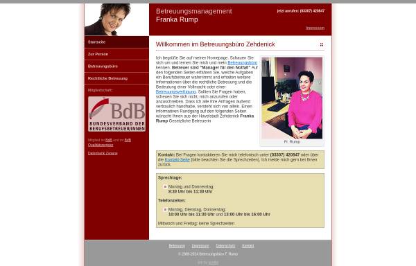 Vorschau von www.berufsbetreuung-rump.de, Betreuungsbüro Dipl. Soz.päd. Franka Rump