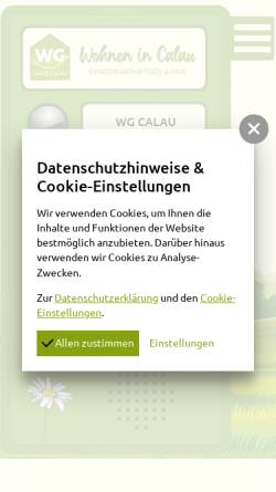 Vorschau der mobilen Webseite www.wg-calau.de, Wohnungsgenossenschaft Stadt Calau eG