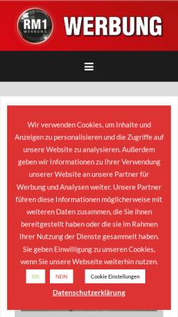 Vorschau der mobilen Webseite rm1.de, RM1 WERBUNG Inh. D. Mehner