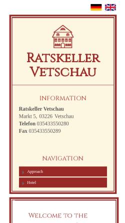 Vorschau der mobilen Webseite www.ratskeller-vetschau.de, Ratskeller Vetschau