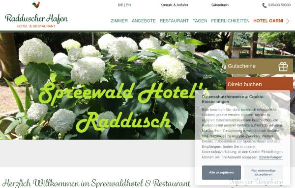 Vorschau von www.spreewaldhotel-raddusch.de, Hotel Radduscher Hafen - Inh. Torsten Seidel