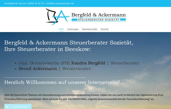 Vorschau von www.ba-steuerberater.de, Bergfeld & Ackermann Steuerberater Sozietät