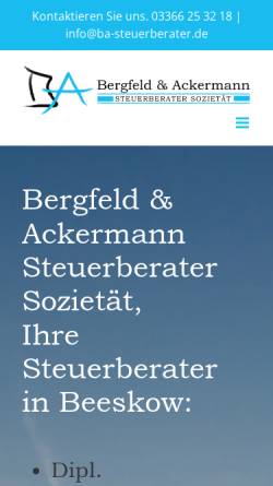 Vorschau der mobilen Webseite www.ba-steuerberater.de, Bergfeld & Ackermann Steuerberater Sozietät