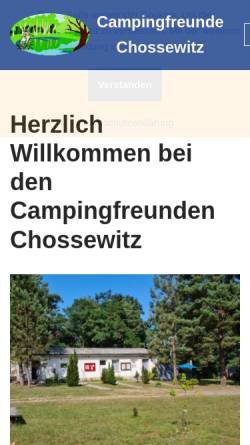 Vorschau der mobilen Webseite www.campingfreunde-chossewitz.de, Campingfreunde Chossewitz e.V.