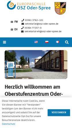 Vorschau der mobilen Webseite www.osz-oder-spree.de, Europaschule Oberstufenzentrum Oder-Spree