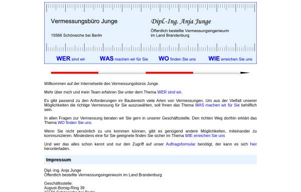 Vorschau von www.vermessung-junge.de, Vermessungsbüro Junge - Dipl.-Ing. Anja Junge