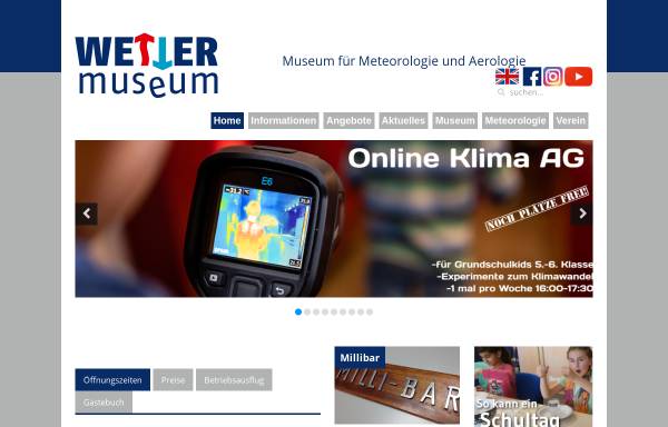 Vorschau von www.wettermuseum.de, Wettermuseum e.V. - Museum für Meteorologie und Aerologie