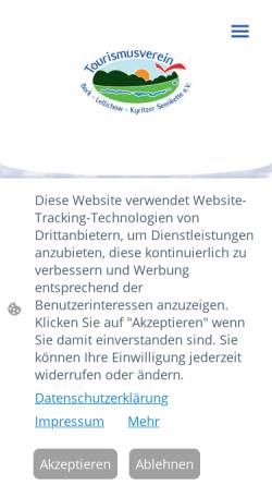 Vorschau der mobilen Webseite www.kyritzer-seenkette.de, Tourismusverein Bork-Lellichow-Kyritzer Seenkette e.V.