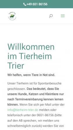 Vorschau der mobilen Webseite www.tierheimtrier.de, Tierschutzverein Trier u.U. e.V.