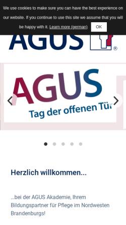 Vorschau der mobilen Webseite www.agus.de, AGUS / GADAT Bildungsgruppe