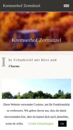 Vorschau der mobilen Webseite www.kremserhof.de, Ruppiner Fahrtouristik - Inh. Jürgen Strache