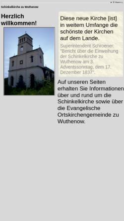 Vorschau der mobilen Webseite www.kirche-wuthenow.de, Die Evangelische Kirche zu Wuthenow