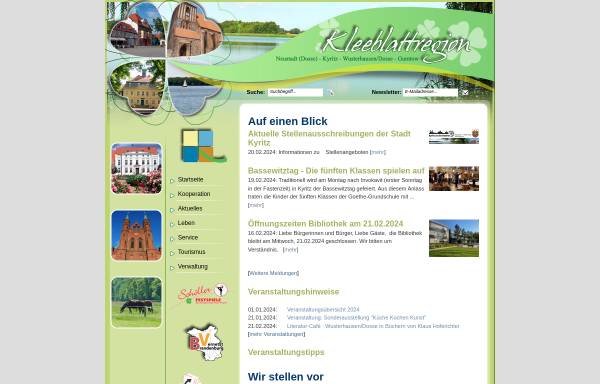 Vorschau von www.kleeblattregion.de, Kleeblattregion - Stadt Kyritz (Hrsg)