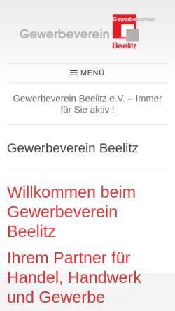 Vorschau der mobilen Webseite www.gewerbeverein-beelitz.de, Gewerbeverein Beelitz e.V.