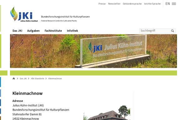 Vorschau von www.julius-kuehn.de, Julius Kühn-Institut (JKI) Bundesforschungsinstitut für Kulturpflanzen