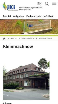 Vorschau der mobilen Webseite www.julius-kuehn.de, Julius Kühn-Institut (JKI) Bundesforschungsinstitut für Kulturpflanzen