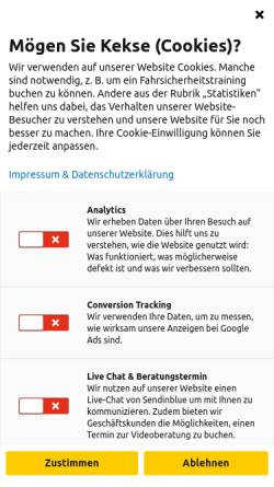 Vorschau der mobilen Webseite www.fahrsicherheit-bbr.de, ADAC Fahrsicherheitszentrum Linthe
