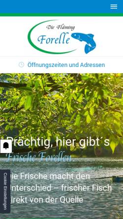 Vorschau der mobilen Webseite flaemingforelle.de, Forellenhof Locktow - Binnenfischerei Potsdam GbR