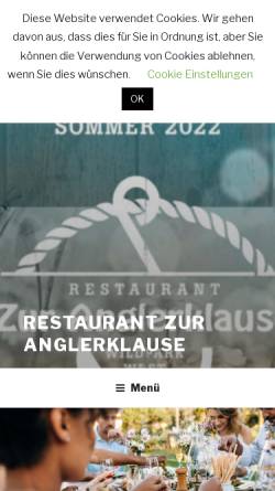 Vorschau der mobilen Webseite anglerklause.de, Restaurant Zur Anglerklause