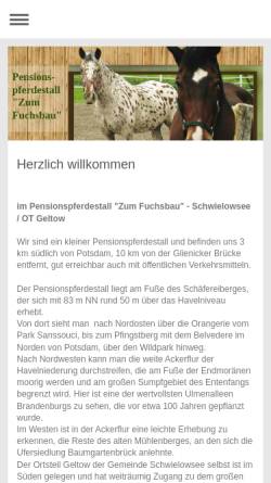 Vorschau der mobilen Webseite www.pferde-fuchs.de, Pensionspferdestall Zum Fuchsbau - Inh. Cornelia Fuchs