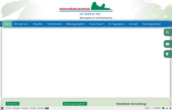 Vorschau von www.hvhs-seddinersee.de, Heimvolkshochschule am Seddiner See