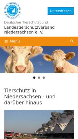 Vorschau der mobilen Webseite www.tierschutzniedersachsen.de, Deutscher Tierschutzbund - Landesverband Niedersachsen e.V.