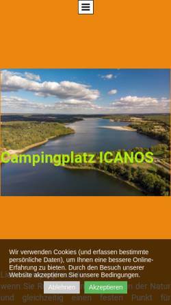 Vorschau der mobilen Webseite www.icanos.de, Campingplatz Icanos e.V.