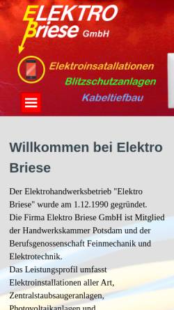 Vorschau der mobilen Webseite www.elektrobriese.de, Elektro Briese GmbH