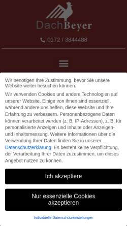 Vorschau der mobilen Webseite www.dach-beyer.de, Dach Beyer GmbH & Co KG