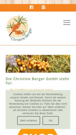 Vorschau der mobilen Webseite sanddorn-christine-berger.de, Christine Berger GmbH & Co. KG