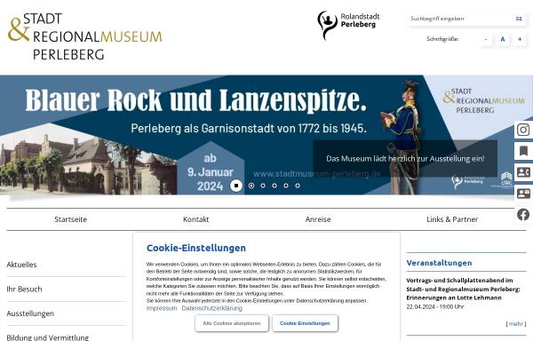 Vorschau von www.stadtmuseum-perleberg.de, Stadt-und Regionalmuseum Perleberg