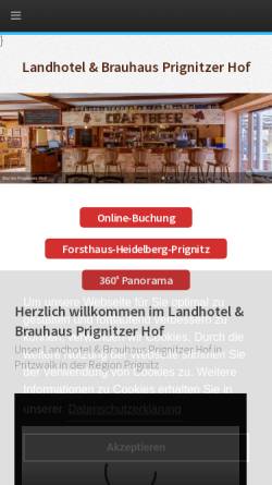 Vorschau der mobilen Webseite www.prignitzer-hof.de, Landhotel und Brauhaus Prignitzer Hof - Inh. Rico Knorr