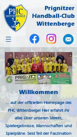 Vorschau der mobilen Webseite phc-wittenberge.de, Prignitzer Handball-Club Wittenberge e. V.