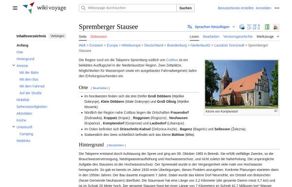 Vorschau von de.wikivoyage.org, Spremberger Stausee – Reiseführer auf Wikivoyage
