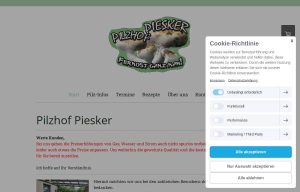 Vorschau von www.pilzhof-piesker.de, Pilzhof Piesker - Inh. Wolfgang Piesker